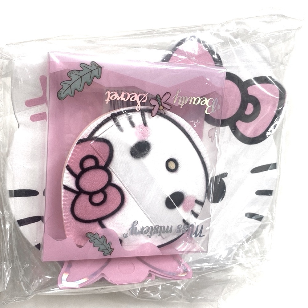 Hello Kitty Portable Folding Tabletop Mirror and beauty puff‎ BUNDLE, New in Bag